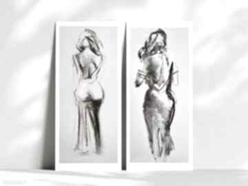 Komplet grafik 100x50cm galeria alina louka obraz kobiecy, kobieta szkic, duży, obrazy