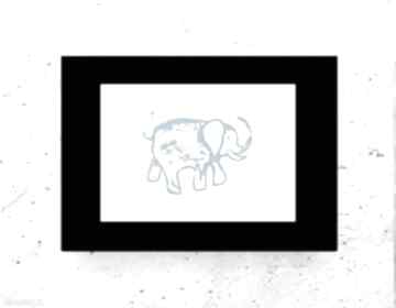 Mały plakat ze słoniem, słoń obrazek A5, zwierzęta 21x15, minimalizm grafika na ścianę poster