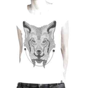 damska - malinowe cacko wilk, koszulka, bluzka, las, zwierzęta, grafika