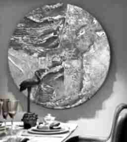 Modny okrągły obraz silversimmo z fakturą art and texture obrazy do salonu, nowoczesny, ręcznie
