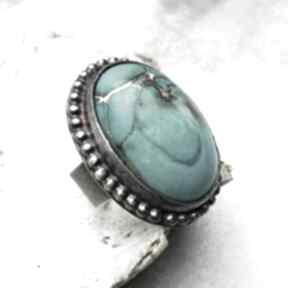 Pierścionek z jaspisem cesarskim a978 artseko srebrny, pierścień z owalny, turkusowy jaspis