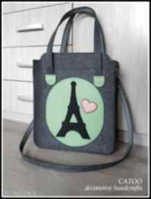 love paris na ramię catoo accessories prezent, shoppingbag, torba, paryz, filcowa