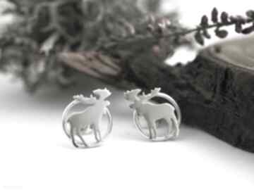Srebrne kolczyki łosie II jachyra jewellery natura - prezent, zwierzęta, małe