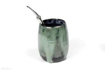 Duże ceramiczne naczynie do yerba mate matero handmade szmaragdowe 500 ml ceramika azul horse