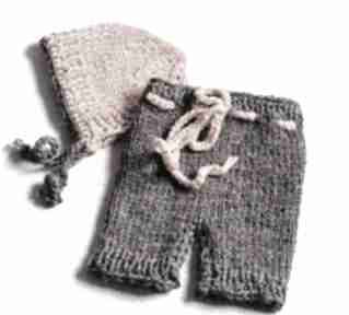 Szorty i czapeczka dla noworodka woolbyme noworodek - fotografia, newborn, na drutach