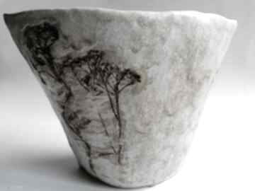 Wazon z motywem roślinnym ceramika eva art, turkusowym, na kwiaty, rękodzieło, dekoracja