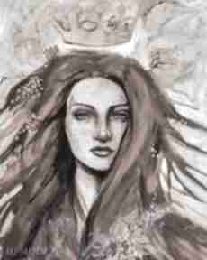 Obraz akryl kobieta: portret: korona, rudowłosa