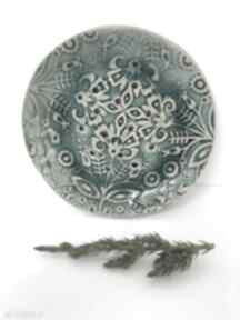 Folkowa mydelniczka ceramiczna ceramika ana artystyczna, etno, turkusowa