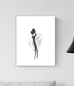 Grafika A4 malowana ręcznie, abstrakcja, styl skandynawski, czarno biała, 2822908 art krystyna