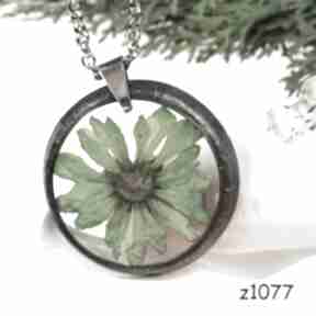 Z1077 z suszonymi kwiatami herbarium jewelry naszyjnik, biżuteria z żywicy, na prezent