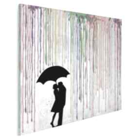 Obraz na płótnie - deszcz kolory para w kwadracie 80x80 cm 46404 vaku dsgn - miłość