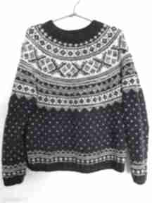 Sweter damski w norweski wzór rękodzieło swetry lalki waldorfskie, na drutach - prezent