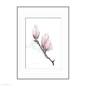 ajan art. akwarela ręcznie-malowane magnolia oryginał tryptyk