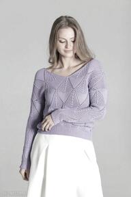 Ażurowy sweter - swe231 lawenda mkm swetry, z długim rękawem, casual