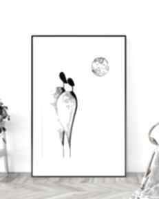 Grafika 50x70 cm wykonana ręcznie, abstrakcja, elegancki minimalizm, obraz do salonu, 2655146