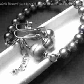 Stalowa srebrzystość biżuteria z pereł i srebra szarotka perły, naturalne, bransoletka
