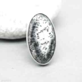 Agat dendrytowt pierścionek "nielthi" branicka art srebrny, duży pierścień, regulowana
