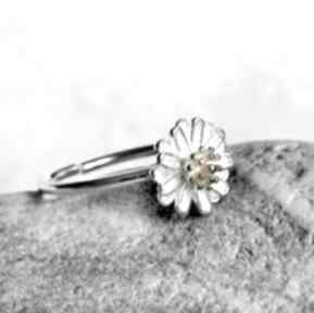 pierścionek: śliczna stokrotka gala vena srebrny, srebra, kwiatuszek, skromna