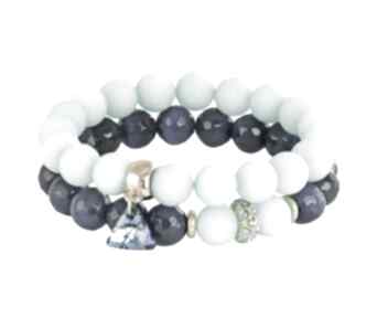 Sada mint navy blue jadeit agat swarovski praca autorstwa