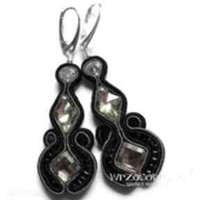 w czerni wrzosowisko soutache, kolczyki swarovski, srebro