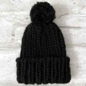 z handmade woolissocool gruba czapka, ciepła wełniana, na zimę, z pomponem