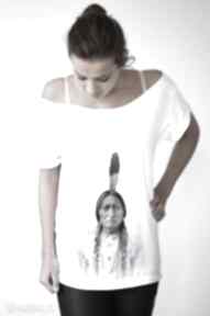 Indian koszulka oversize szeroki dekolt shirt damska koloru