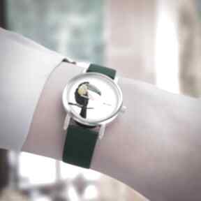 Zegarek mały - tukan silikonowy, zielony zegarki yenoo, pasek, tropikalny styl, dla niej