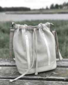 Worek sakiewka - beż i cappuccino na ramię torebki niezwykle elegancka, nowoczesna, pakowna