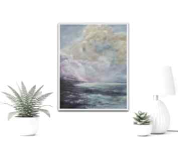 Lazur brygida albin art do salonu, duży obraz, kolorowy morze ocean, słoneczny