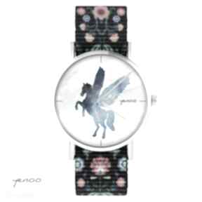 Zegarek - pegaz folk czarny, nato zegarki yenoo, bransoletka, folkowy, prezent