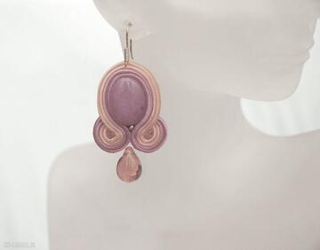 Kolczyki amatantowo si su soutache, jadeit, amarant, pomarańczowe, sutasz