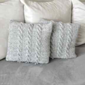 Poszewki na poduszkę ręcznie robione drutach, handmade komplet 2 aleksandrab