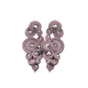 Kolczyki renire magenta soutache kavrila sutasz, megenta, stylowe, rękodzieło