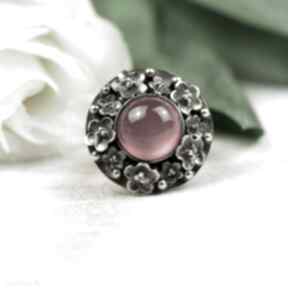 Czerwony pierścionek - srebrny pierścień: z agatem: duży kamień