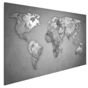 Obraz na płótnie - mapa świata beton kamień 120x80 cm 74101 vaku dsgn, świat, kontynenty