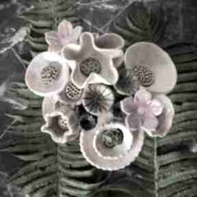 ceramiczne - bukiet z beżowym akcentem ceramika badura kwiaty, kwiatów, prezent dla kobiety
