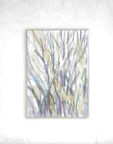 Drzewa oprawiony, nowoczesny w ramce, kolorowy szkic z drzewami, do pokoju annasko malowany