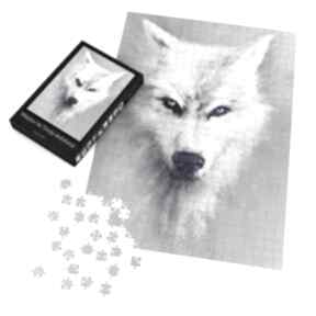 Puzzle - biały wilk 60x42 cm 600 elementów yenoo, układanka, husky, pies