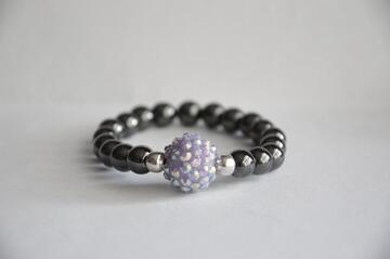 Bracelet by sis: elegancka bransoletka z kamieni hematytu fiolet, discoball, kamienie, hematyt