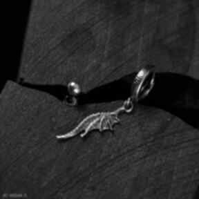 Asymetryczne kolczyki smocze skrzydło ze srebra bellamente - surowa biżuteria