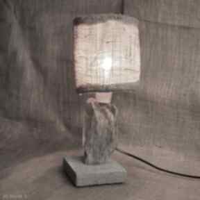 Lampa z drewna i betonu 1, retro, loft, unikat aleksandrab, beton, juta