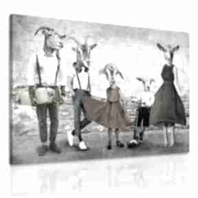 Obraz drukowany na płótnie kozłowscy, kozy w ubraniach stylu vintage 120x80 02682 ludesign