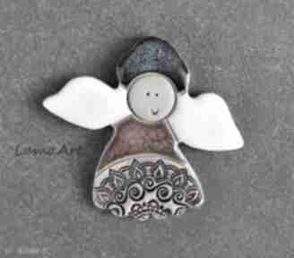 Ceramiczny aniołek magnes magnesy lama art, ceramika