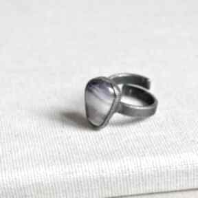 Simple amethyst - pierścionek w surowym stylu z miedzi pracownia duży, z ametystem, miedziany