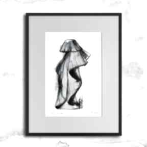z - sukienka 6 maja gajewska z ramą, czarno biała, kobieca grafika, akwarela, autorska