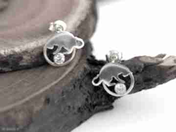 Srebrne kolczyki kotki z cyrkoniami jachyra jewellery, srebro, mini