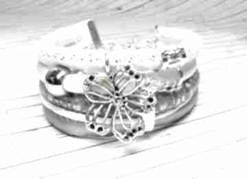 white&silver charms do wyboru designby porcupine bransoletka, rzemienie, boho, romantyczna