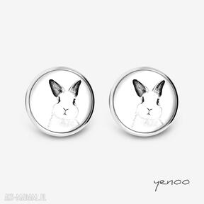 Kolczyki - królik sztyfty, grafika yenoo, wkrętki, prezent