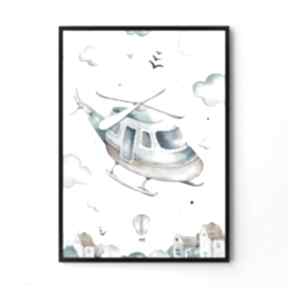 Plakat obraz helikopter 50x70 cm B2 pokoik dziecka hogstudio dziecko, grafika