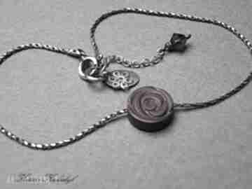 Rosa - purple katia i krokodyl srebro, pozłacane, hematyt, róża, delikatna